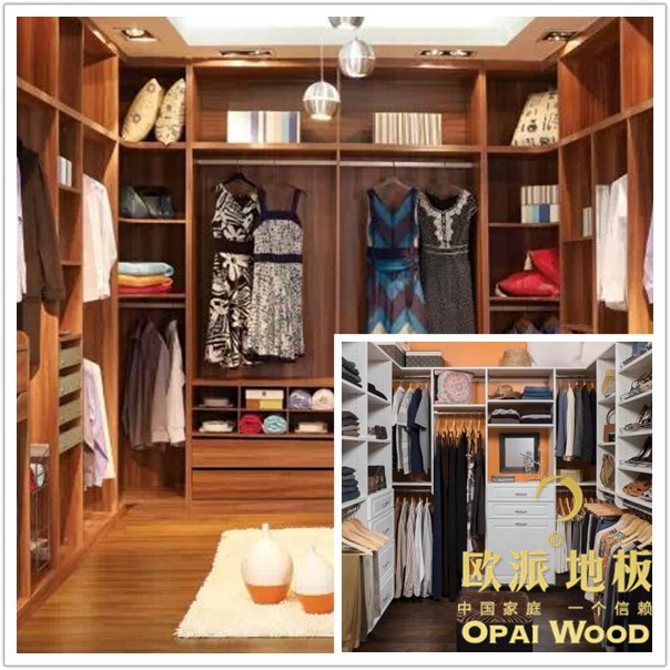 用木地板鋪裝出的衣帽間就是不同